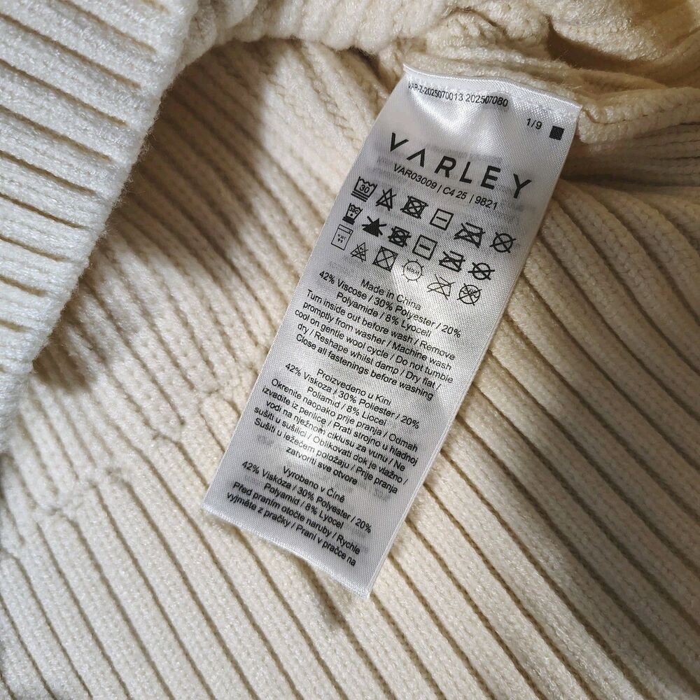 Varley Sigrid Fair Isle Half-Zip Knit Sweater Size S Whitecap Grey Cozy Ski Soft - Picture 9 of 9